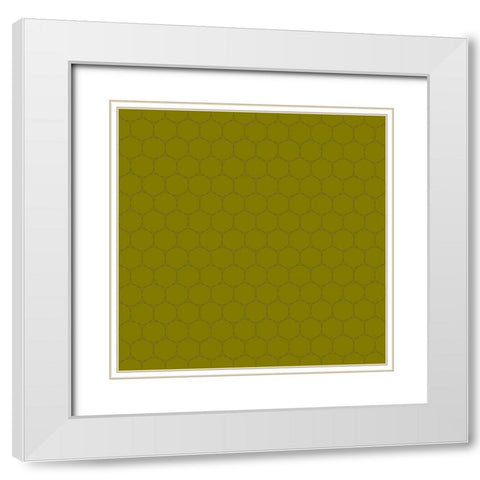 Small Isometric Hive XIII White Modern Wood Framed Art Print with Double Matting by Grayscale