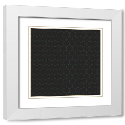 Small Isometric Hive XIV White Modern Wood Framed Art Print with Double Matting by Grayscale