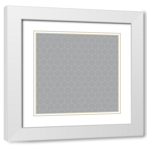 Small Isometric Hive XV White Modern Wood Framed Art Print with Double Matting by Grayscale