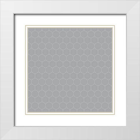 Small Isometric Hive XV White Modern Wood Framed Art Print with Double Matting by Grayscale