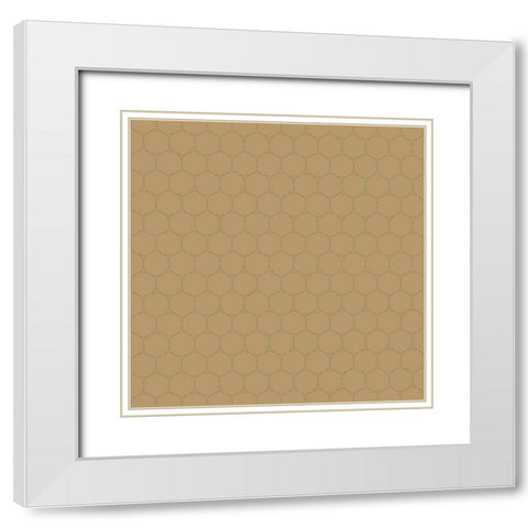 Small Isometric Hive XVI White Modern Wood Framed Art Print with Double Matting by Grayscale