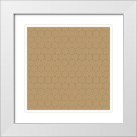 Small Isometric Hive XVI White Modern Wood Framed Art Print with Double Matting by Grayscale