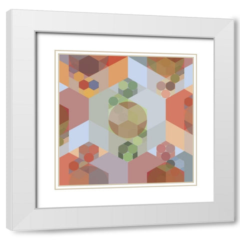 Nested Hexagons I White Modern Wood Framed Art Print with Double Matting by Grayscale