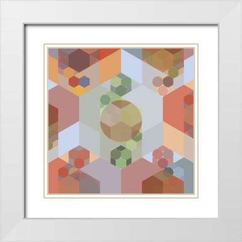 Nested Hexagons I White Modern Wood Framed Art Print with Double Matting by Grayscale