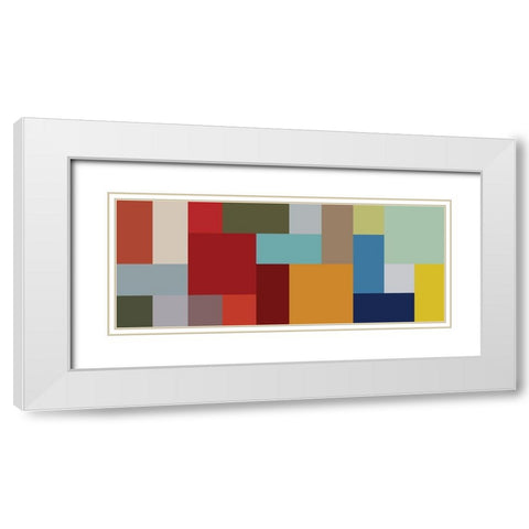 Bright Blocks Wide I White Modern Wood Framed Art Print with Double Matting by Grayscale