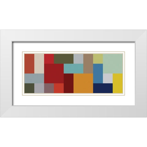 Bright Blocks Wide II White Modern Wood Framed Art Print with Double Matting by Grayscale