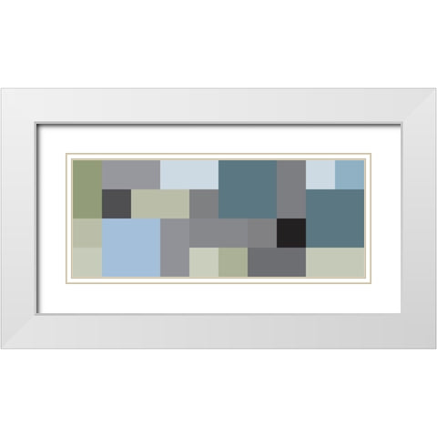 Bright Blocks Wide III White Modern Wood Framed Art Print with Double Matting by Grayscale