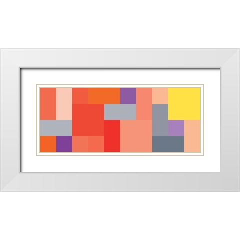 Bright Blocks Wide IV White Modern Wood Framed Art Print with Double Matting by Grayscale