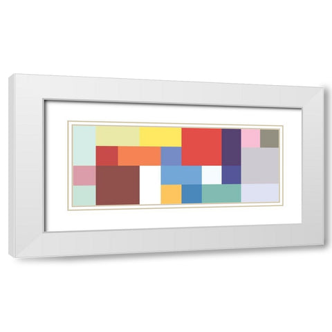 Bright Blocks Wide V White Modern Wood Framed Art Print with Double Matting by Grayscale