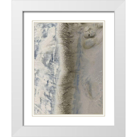 Sand Stripe II White Modern Wood Framed Art Print with Double Matting by Grayscale
