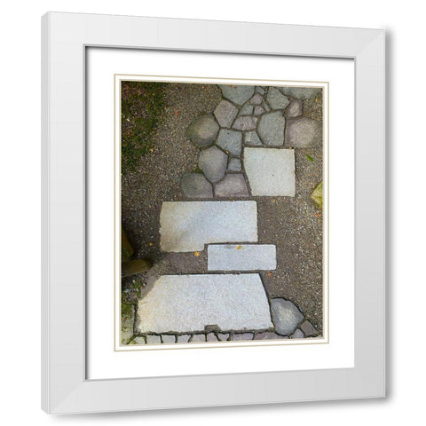 Stone Stripe II White Modern Wood Framed Art Print with Double Matting by Grayscale