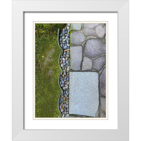 Stone Stripe III White Modern Wood Framed Art Print with Double Matting by Grayscale