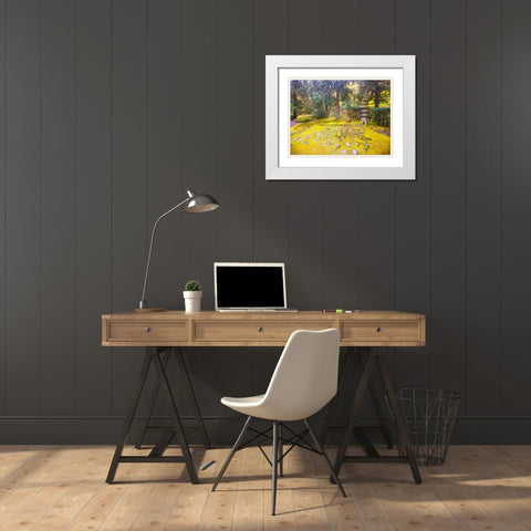 Pagoda Garden V White Modern Wood Framed Art Print with Double Matting by Grayscale