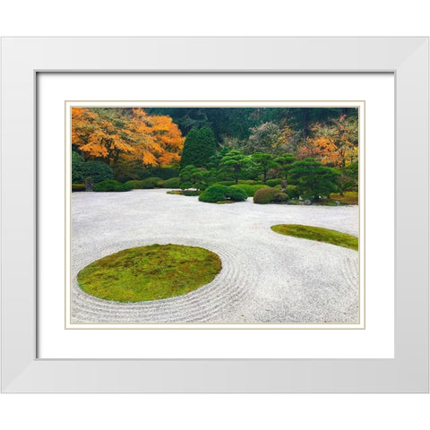 Zen Garden I White Modern Wood Framed Art Print with Double Matting by Grayscale