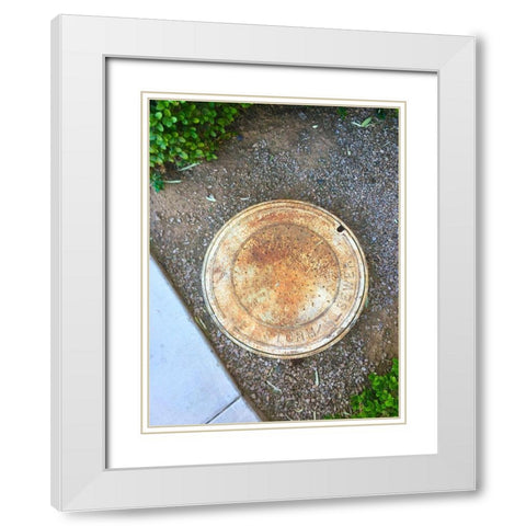 Utility Cover VI White Modern Wood Framed Art Print with Double Matting by Grayscale