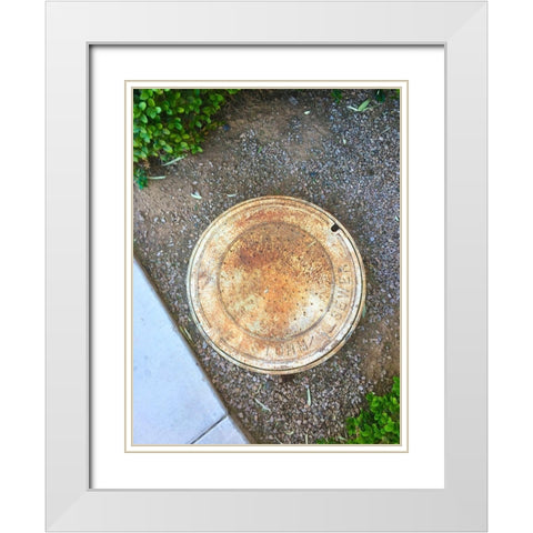 Utility Cover VI White Modern Wood Framed Art Print with Double Matting by Grayscale