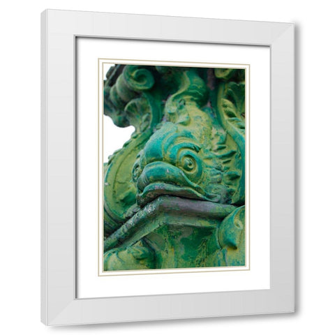 Fish Head II White Modern Wood Framed Art Print with Double Matting by Grayscale