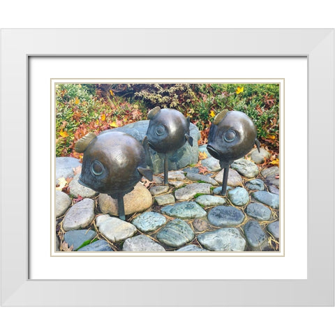 Bubble Fish White Modern Wood Framed Art Print with Double Matting by Grayscale