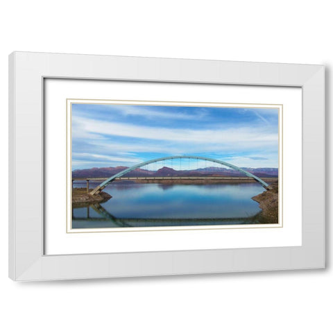 Roosevelt Lake Bridge White Modern Wood Framed Art Print with Double Matting by Popcorn