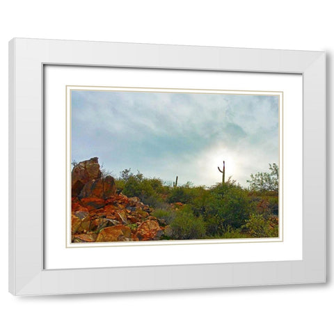 Desert Scape 14 White Modern Wood Framed Art Print with Double Matting by Tenoever, William