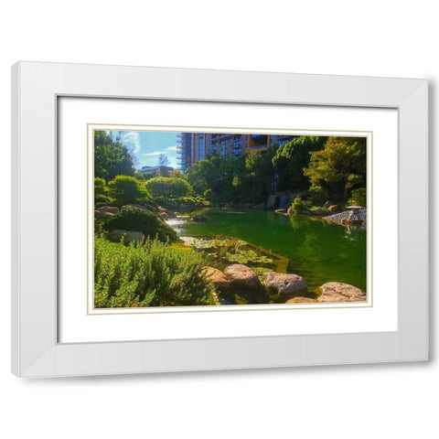 Japanese Friendship Garden IV White Modern Wood Framed Art Print with Double Matting by Tenoever, William