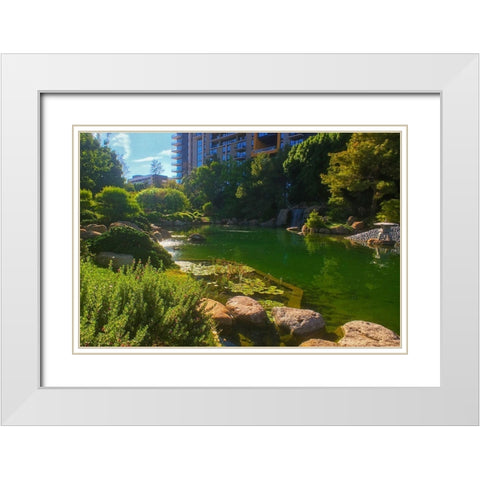 Japanese Friendship Garden IV White Modern Wood Framed Art Print with Double Matting by Tenoever, William