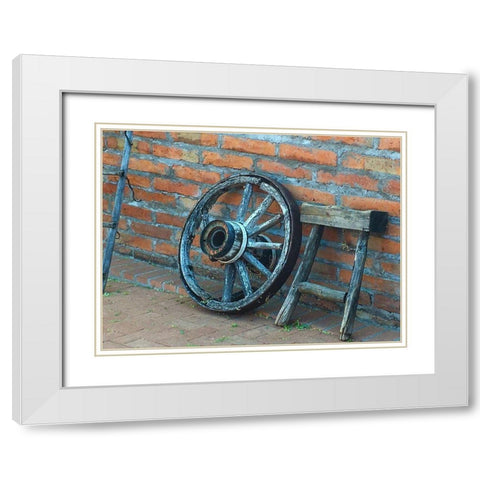 Wagon Wheel White Modern Wood Framed Art Print with Double Matting by Popcorn