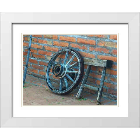 Wagon Wheel White Modern Wood Framed Art Print with Double Matting by Popcorn