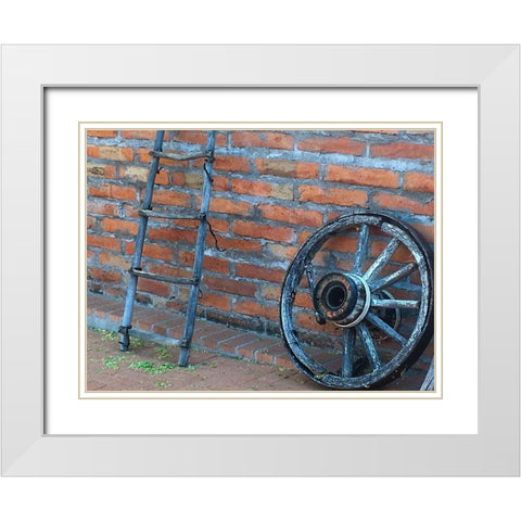 Wagon Wheel White Modern Wood Framed Art Print with Double Matting by Popcorn