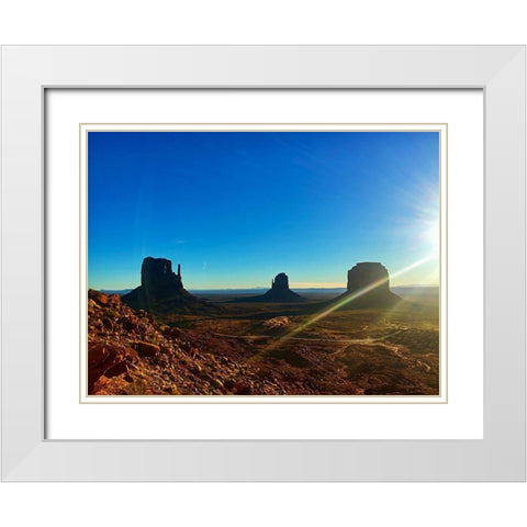 Monument Valley I White Modern Wood Framed Art Print with Double Matting by Popcorn