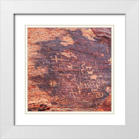 ValleyOfFire:Petroglyphs1 White Modern Wood Framed Art Print with Double Matting by Tenoever, William