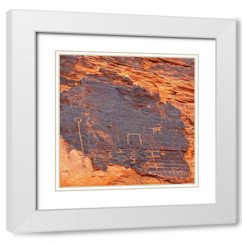 ValleyOfFire:Petroglyphs2 White Modern Wood Framed Art Print with Double Matting by Tenoever, William