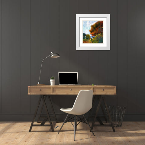 Falls Romance IV White Modern Wood Framed Art Print with Double Matting by Tienhaara, Michael