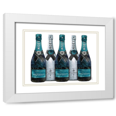 Champange 5 Teal and Silver White Modern Wood Framed Art Print with Double Matting by Greenwood, Amanda