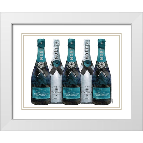 Champange 5 Teal and Silver White Modern Wood Framed Art Print with Double Matting by Greenwood, Amanda