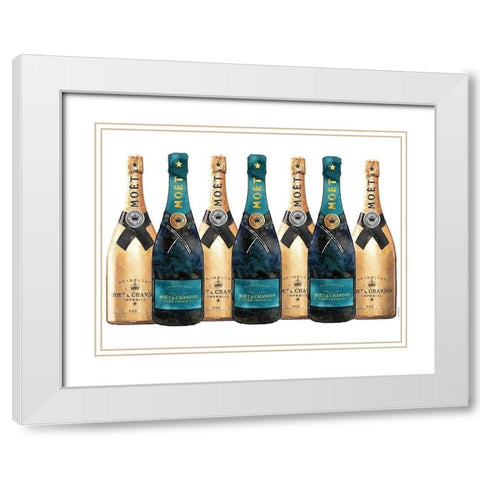 Champange 7 Teal and Gold White Modern Wood Framed Art Print with Double Matting by Greenwood, Amanda