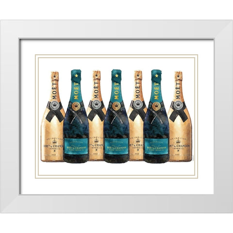 Champange 7 Teal and Gold White Modern Wood Framed Art Print with Double Matting by Greenwood, Amanda