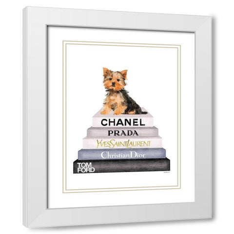 Bookstack Yorkie White Modern Wood Framed Art Print with Double Matting by Greenwood, Amanda