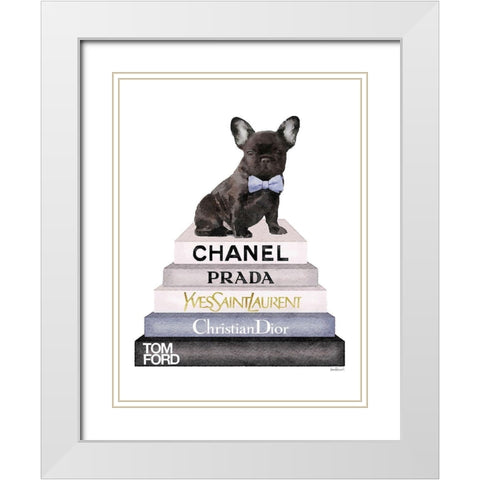 Bookstack Grey Frenchie White Modern Wood Framed Art Print with Double Matting by Greenwood, Amanda