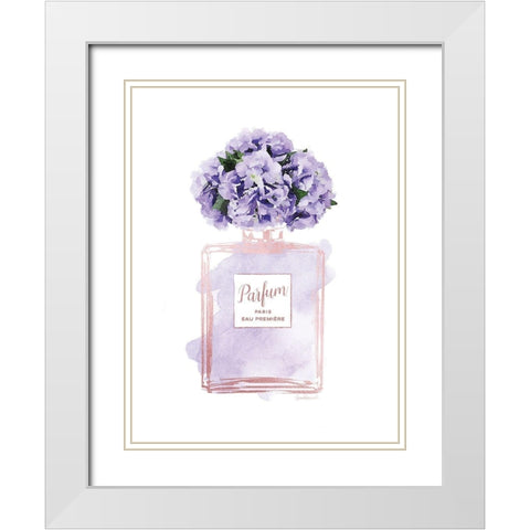 Parfume Violet with Hydrangea White Modern Wood Framed Art Print with Double Matting by Greenwood, Amanda