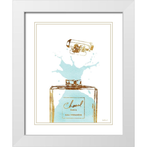 Teal Splash II White Modern Wood Framed Art Print with Double Matting by Greenwood, Amanda
