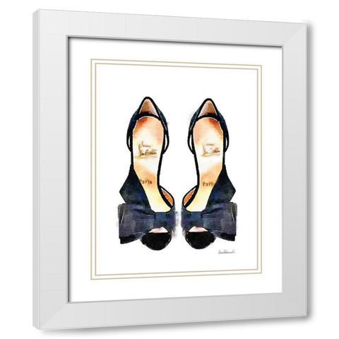 Black Front Bow Shoes White Modern Wood Framed Art Print with Double Matting by Greenwood, Amanda