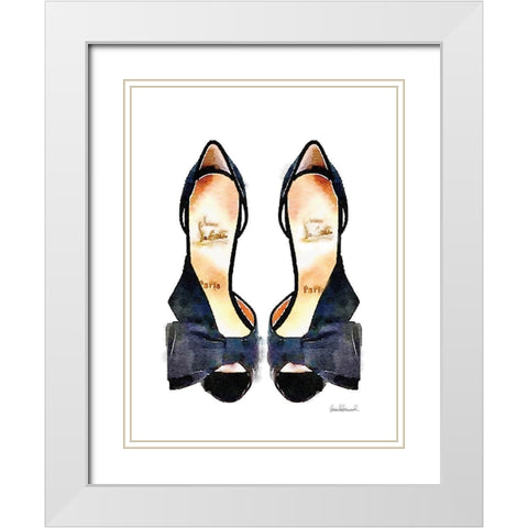 Black Front Bow Shoes White Modern Wood Framed Art Print with Double Matting by Greenwood, Amanda