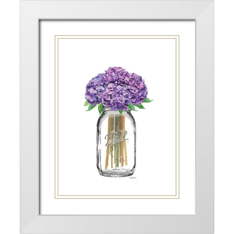 Jar Hydrangea White Modern Wood Framed Art Print with Double Matting by Greenwood, Amanda