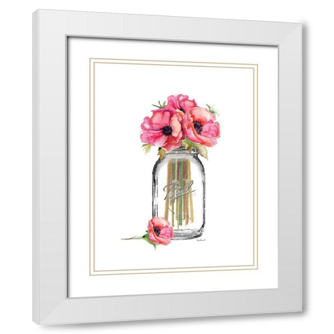 Jar Poppies White Modern Wood Framed Art Print with Double Matting by Greenwood, Amanda