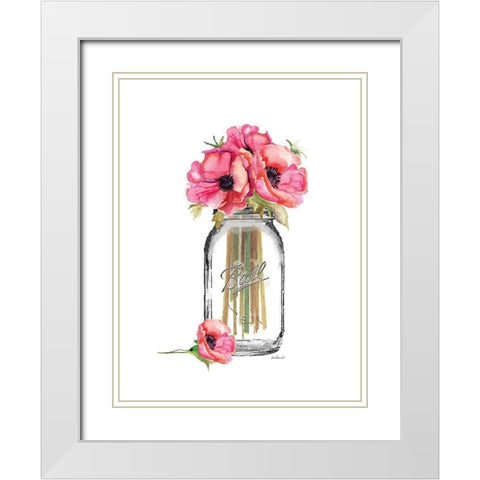Jar Poppies White Modern Wood Framed Art Print with Double Matting by Greenwood, Amanda