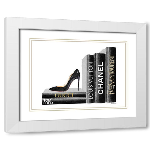 Shoe Bookend White Modern Wood Framed Art Print with Double Matting by Greenwood, Amanda
