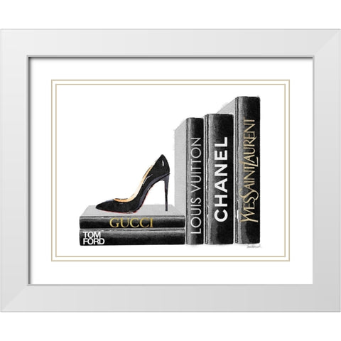 Shoe Bookend White Modern Wood Framed Art Print with Double Matting by Greenwood, Amanda
