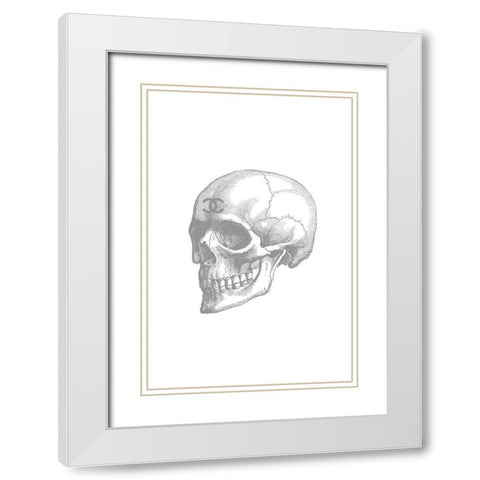 Grey Skull White Modern Wood Framed Art Print with Double Matting by Greenwood, Amanda