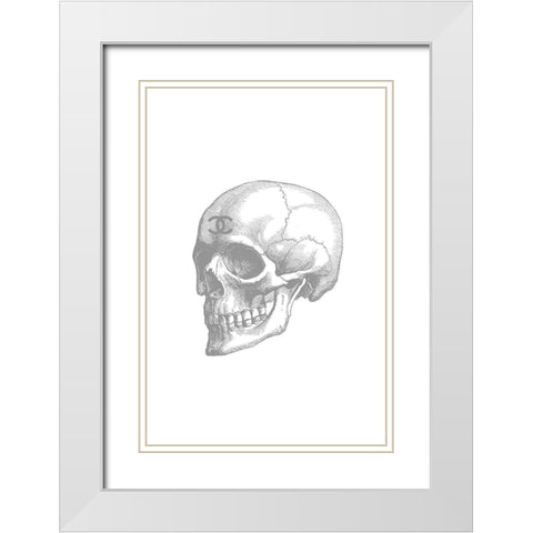 Grey Skull White Modern Wood Framed Art Print with Double Matting by Greenwood, Amanda